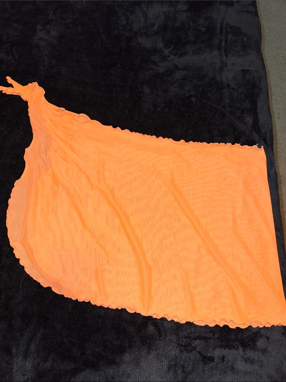 Neon Orange One-Shoulder Mesh Cover-Up